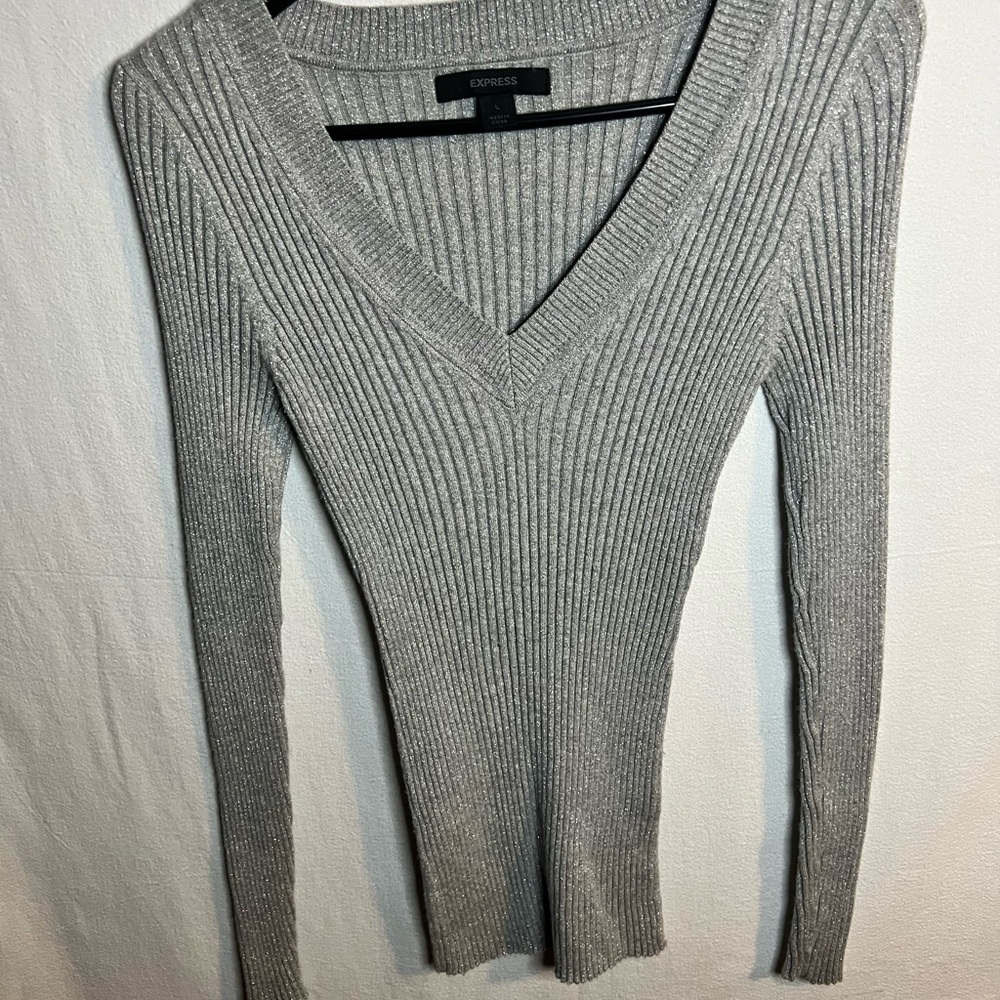 Express Metallic Ribbed Sweater